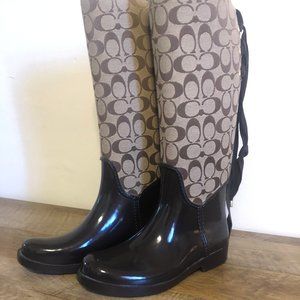 Coach Brown Lace Up Rain Boots - Size 7